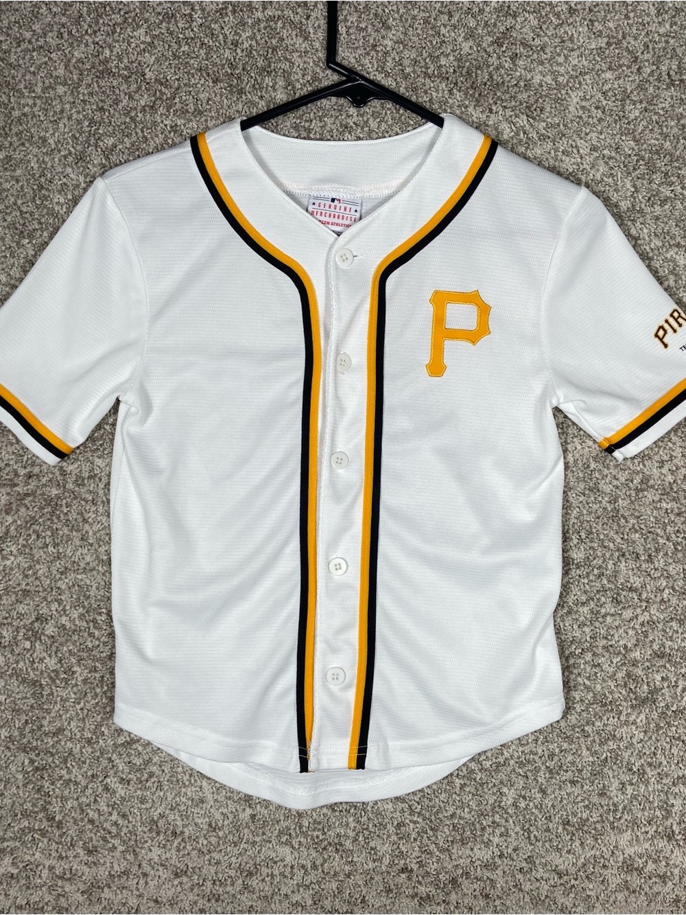 Pittsburgh Pirates MLB Jersey Youth Medium 8/10 White Team Athletics Sewn Logo
